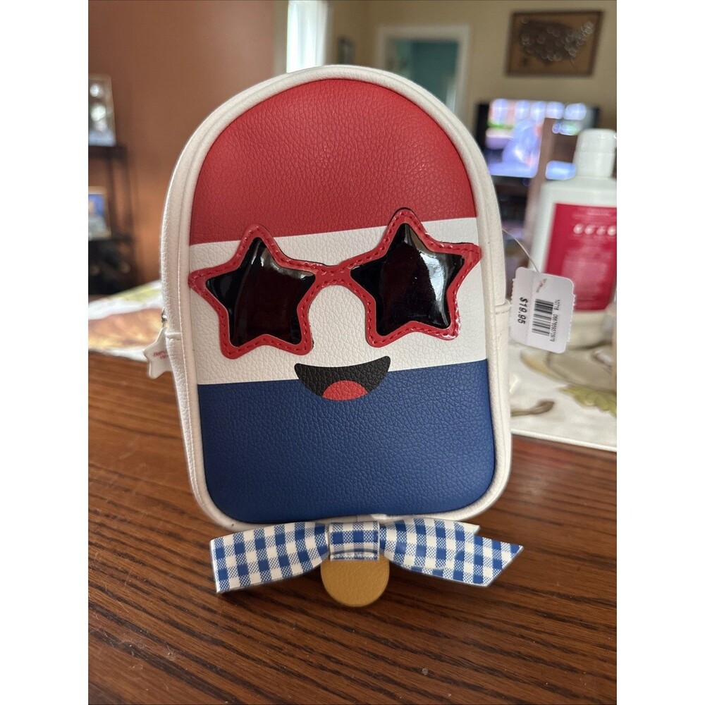 Bath Body Works 4th of July Backpack Mini Cosmetic Bag Makeup Zippered Red Blue